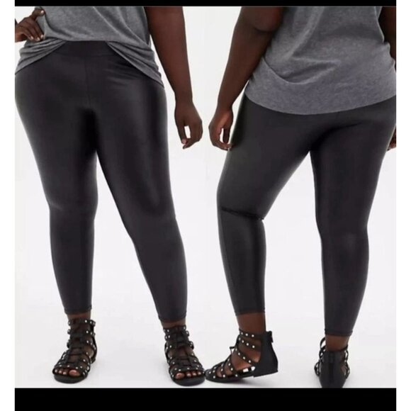 Torrid Pants Womens Plus Size 2X Pixie Faux Leather Black Pull On Studio Slim‎ - Picture 1 of 6